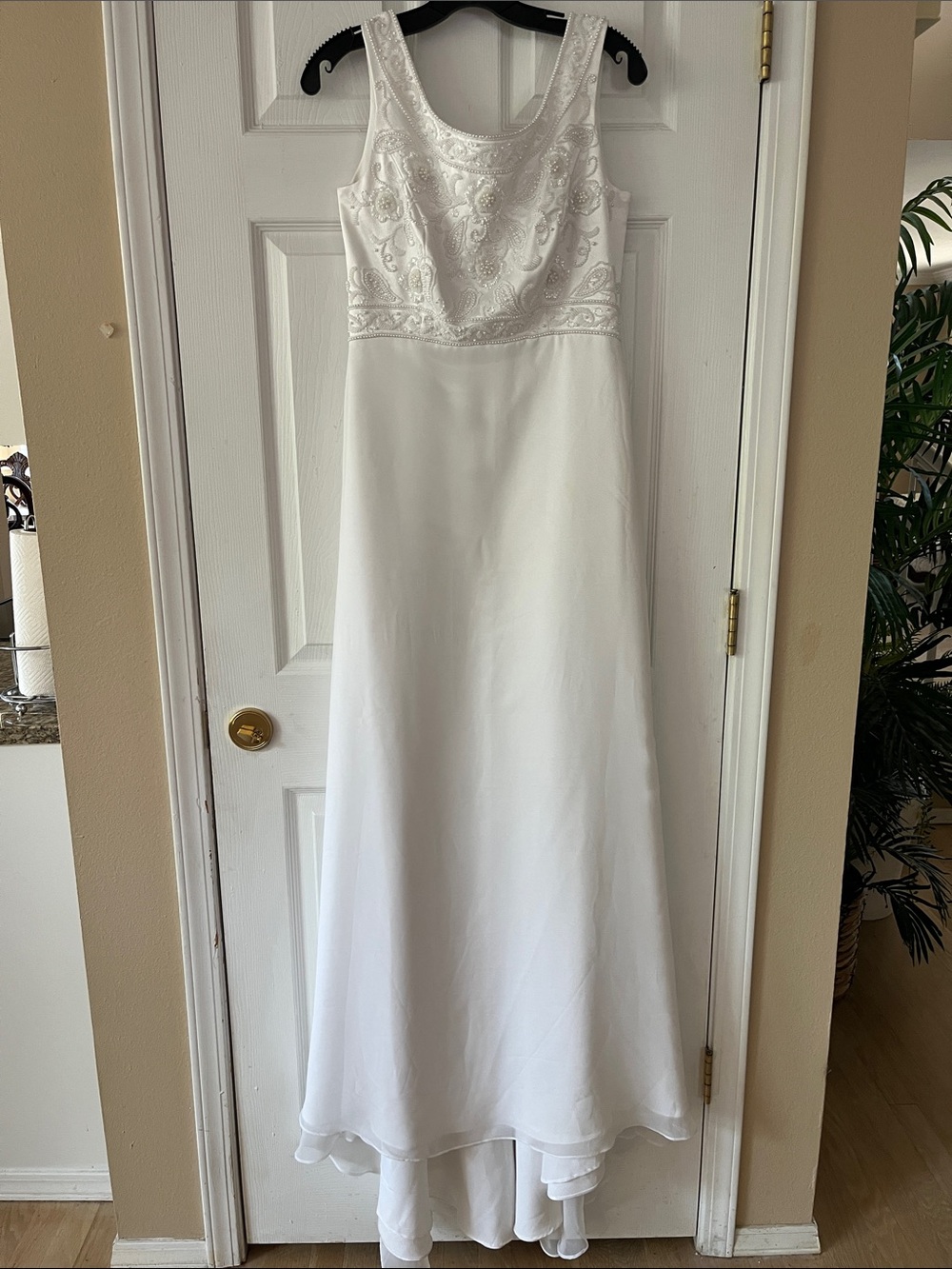 Alfred Angelo White Maxi Wedding Dress with Beaded Bodice